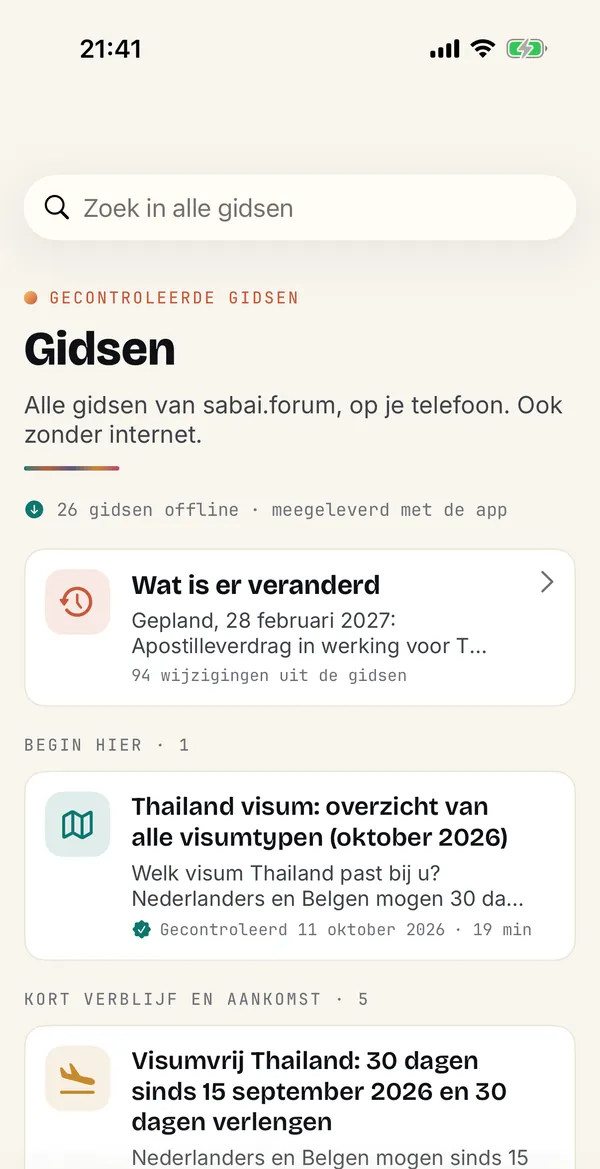 Gidsen in de Sabai-app: de gecontroleerde visumgidsen, ook offline