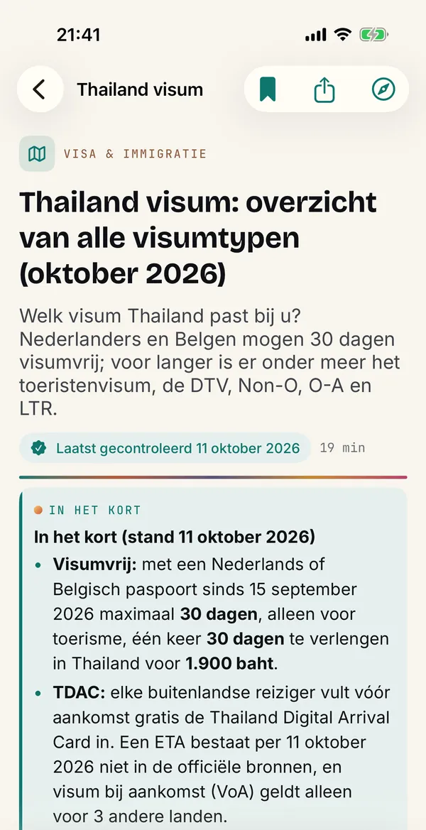 De gids Thailand visum: overzicht van alle visumtypen, gelezen in de Sabai-app